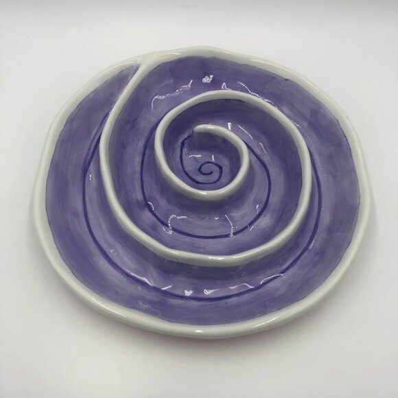 Department 56 Decorative Purple Swirl Plate Oven Dishwasher Safe - Picture 4 of 7